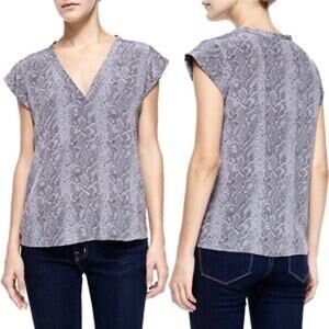 Joie 100% Silk Blue Snakeskin Cap Sleeve Top XS